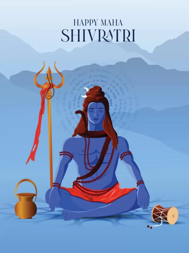 greeting-card-with-lingam-and-floral-decoration-for-maha-shivratri-a-hindu-festival-celebrated-of-shiva-lord-illustration-free-vector